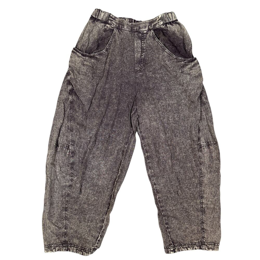 Free People Womens Size M High Road Pull-On Linen Blend Barrel Pants Linen Blend